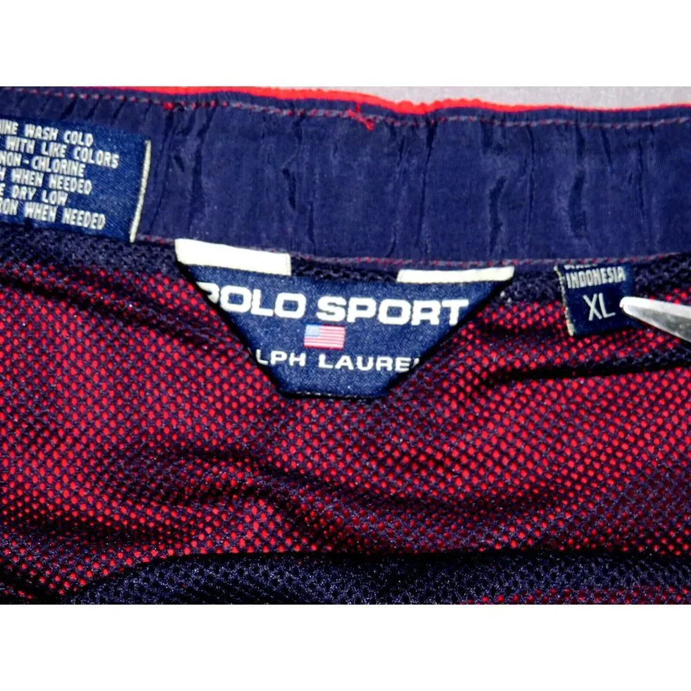 Men's Vintage Ralph Lauren POLO SPORT Red Mesh Lined‎ Swim Trunks XL